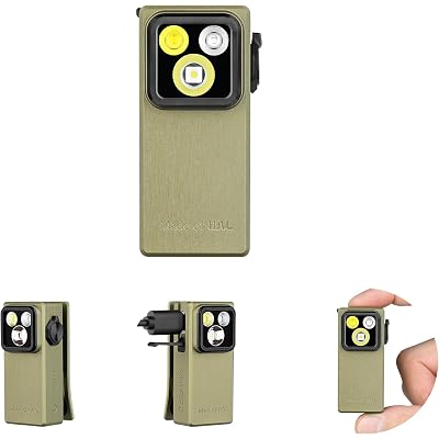 OLIGHT Oclip Ultra EDC Flashlight Clip-on Light, 530 Lumens Rechargeable with Type-C Charging, Combines Floodlight, Spotlight and UV, Triple Magnetic Lights for Inspection and Work (Olive Green)