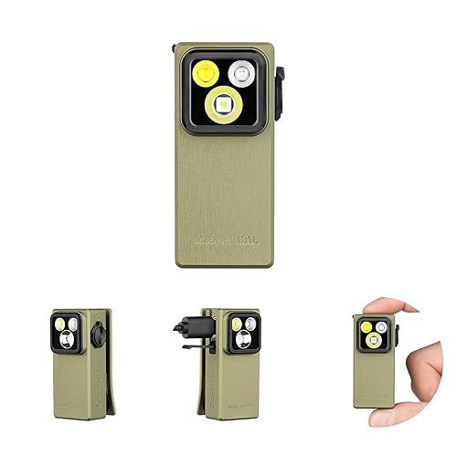 OLIGHT Oclip Ultra EDC Flashlight Clip-on Light, 530 Lumens Rechargeable with Type-C Charging, Combines Floodlight, Spotlight and UV, Triple Magnetic Lights for Inspection and Work (Olive Green)