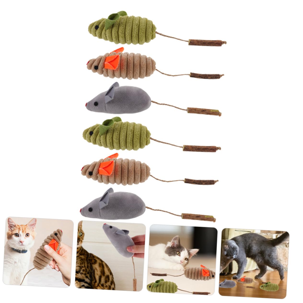 UPKOCH 6piezas Juguetes De Hierba Gatera para Gatos Forma De Ratón Juguetes Interactivos De Interior Color Hierba Gatera Gris y Beige para Morder y Jugar