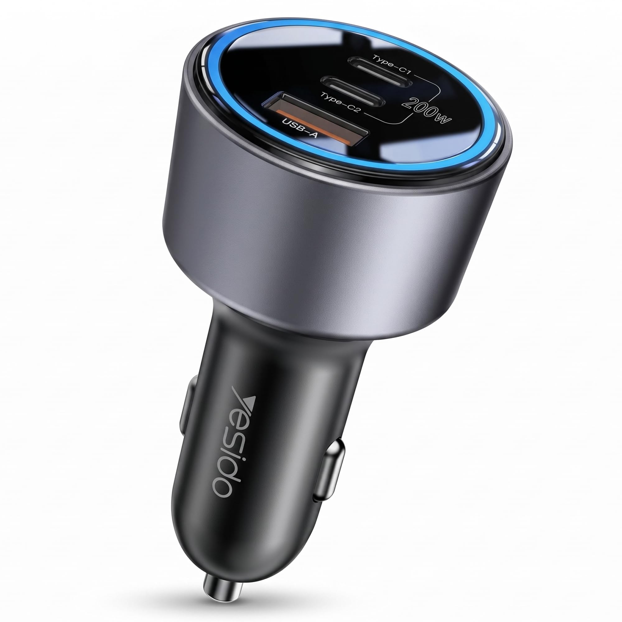 Yesido Y59 - Cargador de coche (200 W, USB-C PD 100 W, 100 W, control de calidad y 18 W), color