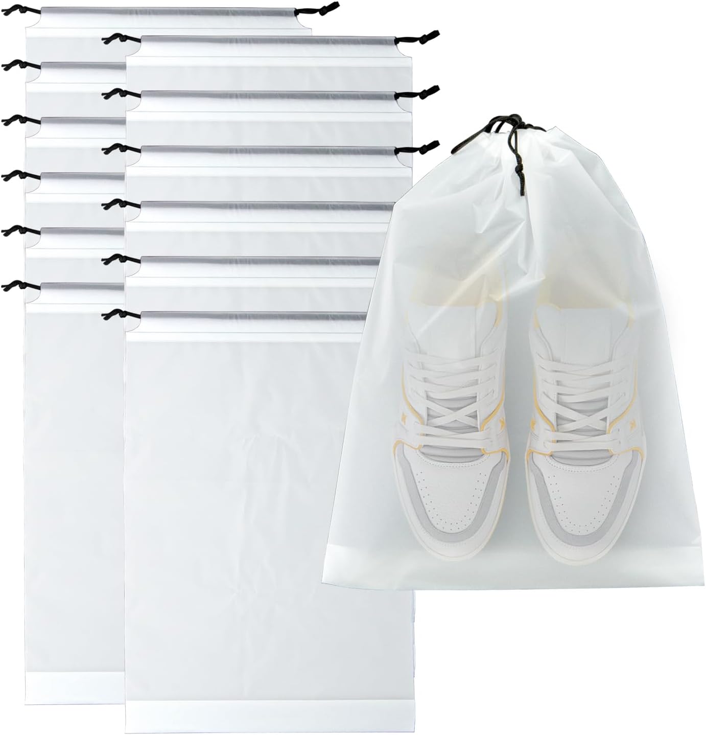 2 Pack Clear Drawstring Travel Shoe Bags, Large Size Transparent Storage Organizer for Men Women