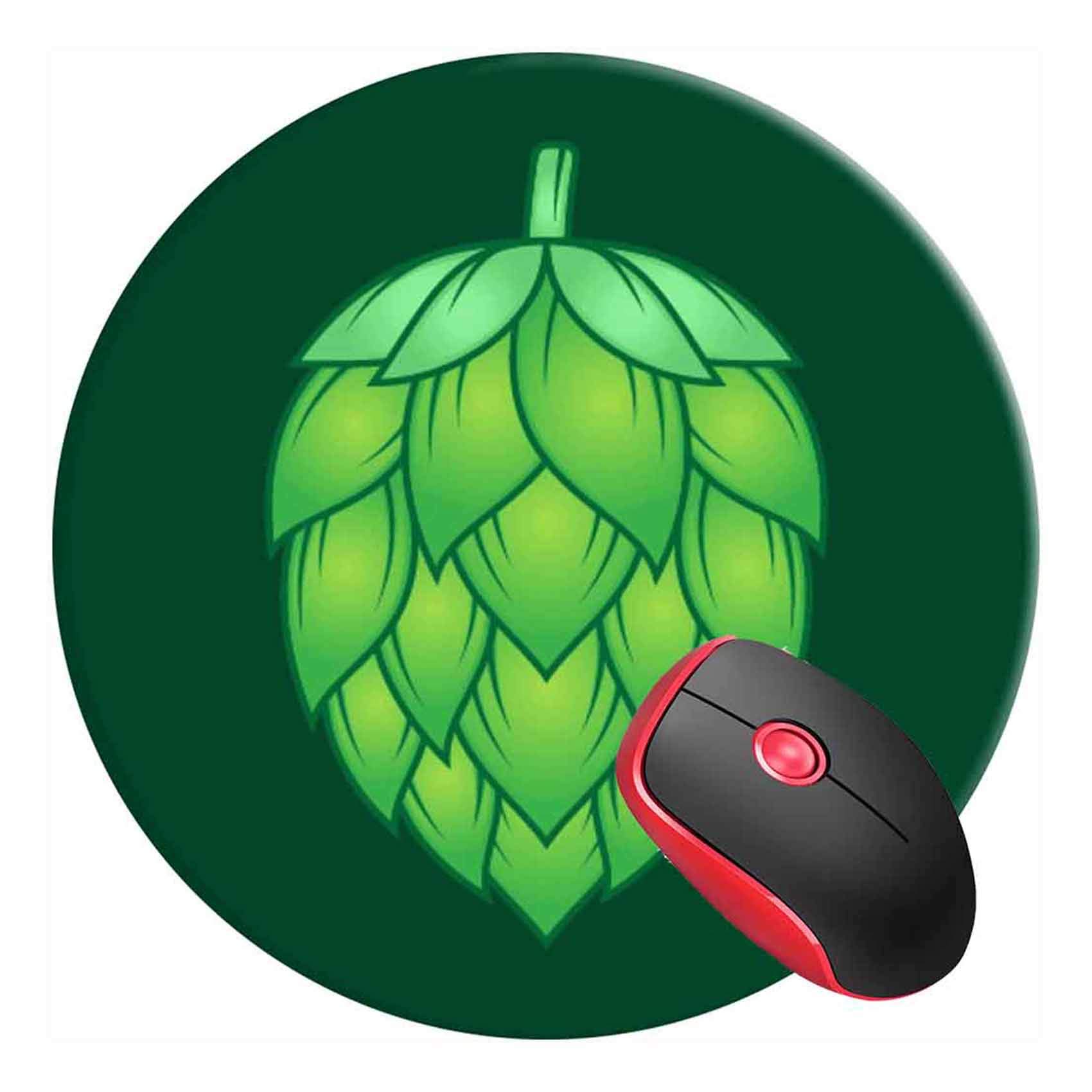 Mouse Pad Round Gaming Mouse Mat Hops for Beer Brewing Home, Non-Slip Rubber Base Mousepad Cute Mousemat for Laptop Computer PC Office Home