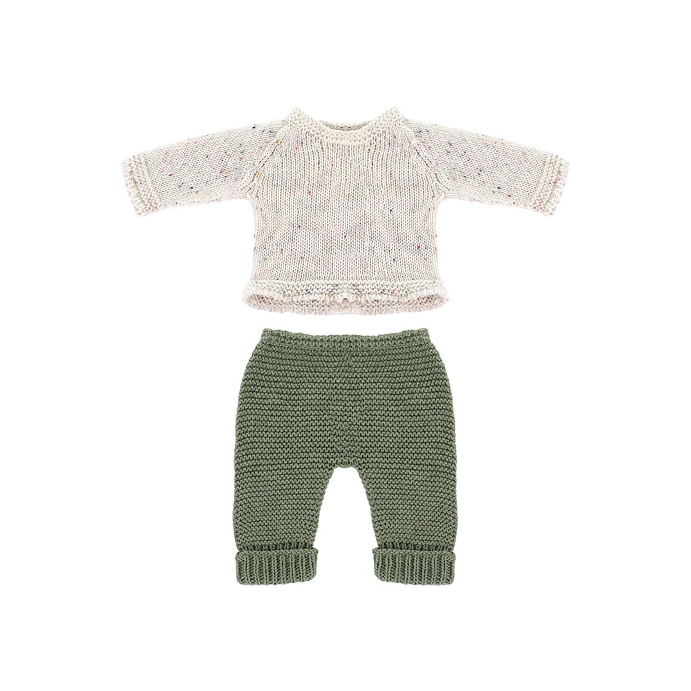 Miniland Clothes for Dolls 12 5/8'' Knitted Outfit Sweater & Trausers - ECO, Made in Spain, Quality, Role Play, Educational