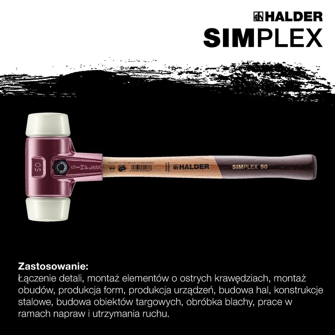 Młotek z miekkim bijakiem SIMPLEX, nylonowy 50mm HALDER
