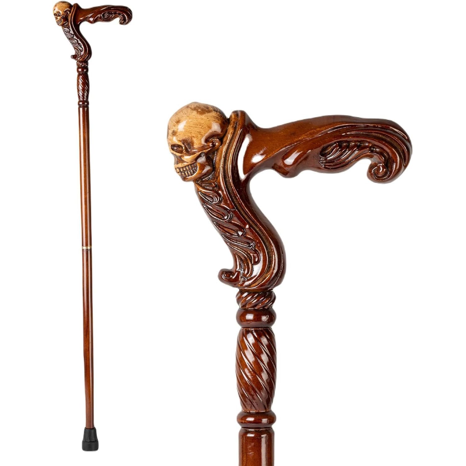 Ręcznie rzeźbiona laska do chodzenia, ręcznie wykonana drewniana laska ergonomiczny uchwyt, vintage drewniana laska dla mężczyzn i kobiet - modna unikalna laska dla seniorów