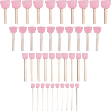 WAFJAMF 40 Pcs Round Sponges Brush Set 4 Sizes DIY Painting Tools Pink