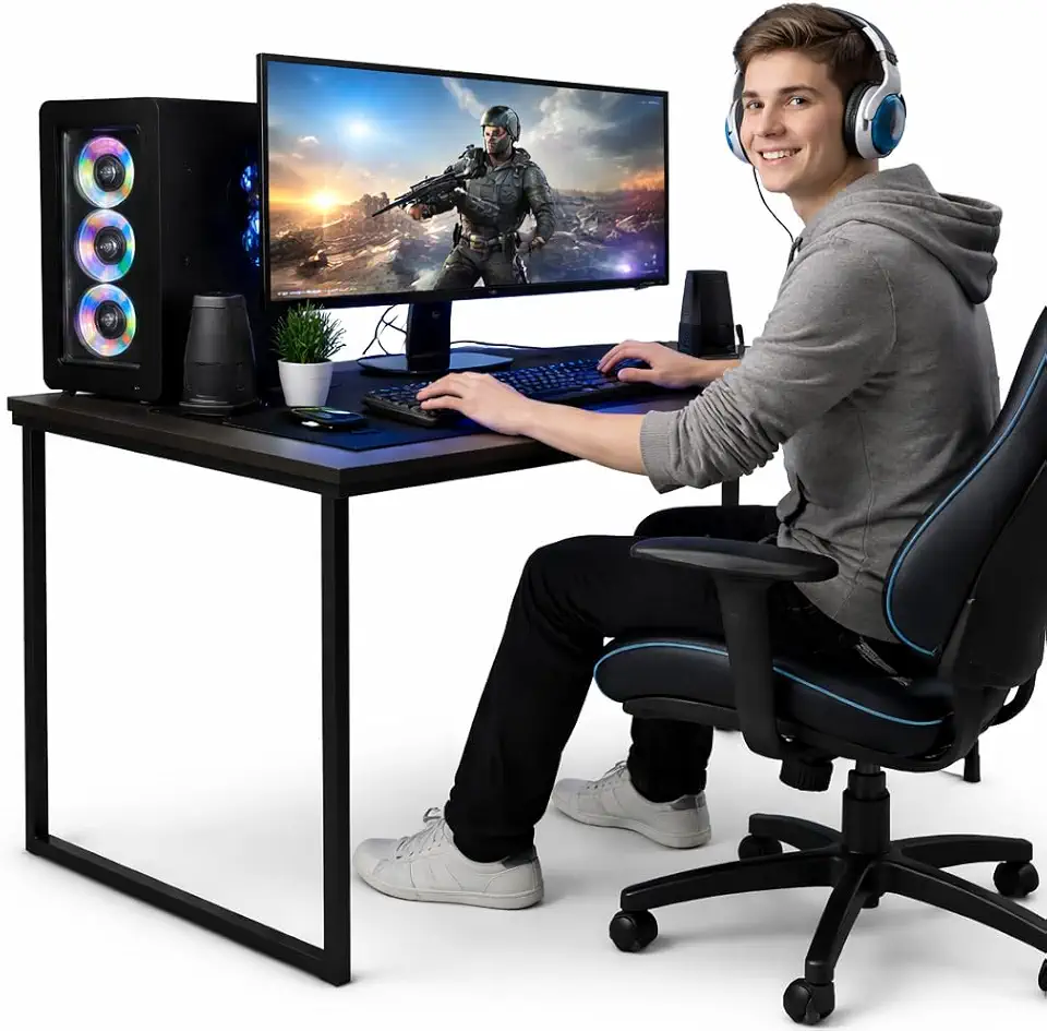 Mesa Para Computador Escritorio Home Office Escrivaninha Reforçada Pé De Ferro Industrial