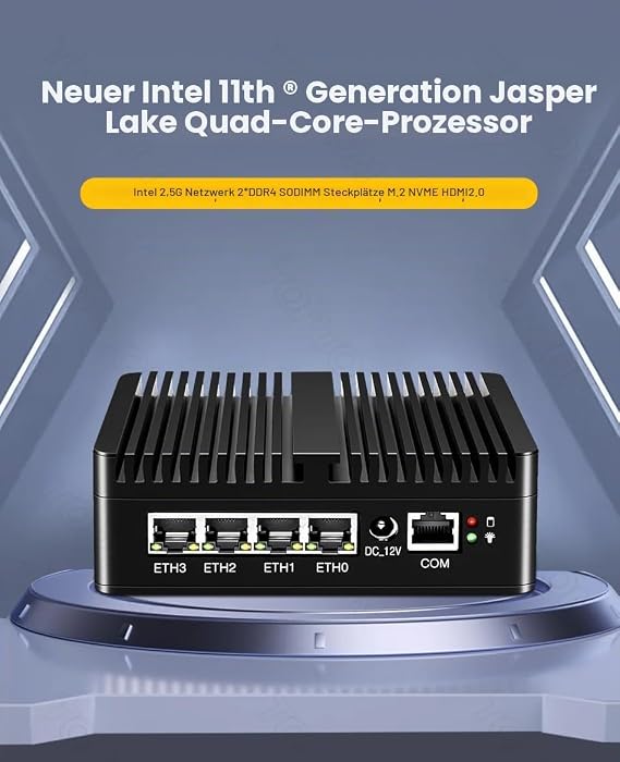 12th Gen Firewall Mini PC N150 4x i226-V 2.5G LAN Fanless Barebone