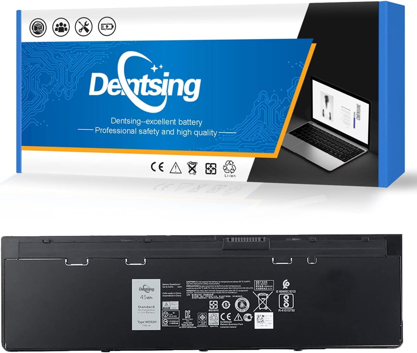 Dentsing 45Wh WD52H Laptop Battery Compatible with Dell Latitude 12 7000 E7240 E7250 E7270 Series Notebook F3G33 VFV59 KWFFN J31N7 451-BBFW 451-BBFX GD076 GVD76 HJ8KP NCVF0 7.4V