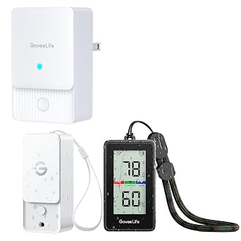 GoveeLife Outdoor Indoor Thermometer Hygrometer, GoveeLife Indoor WiFi Thermo-Hygrometer 1 Pack, with IP65 Waterproof, Notification Alerts, 2 Years Data Storage Export, for Camping, Patio, Greenhouse