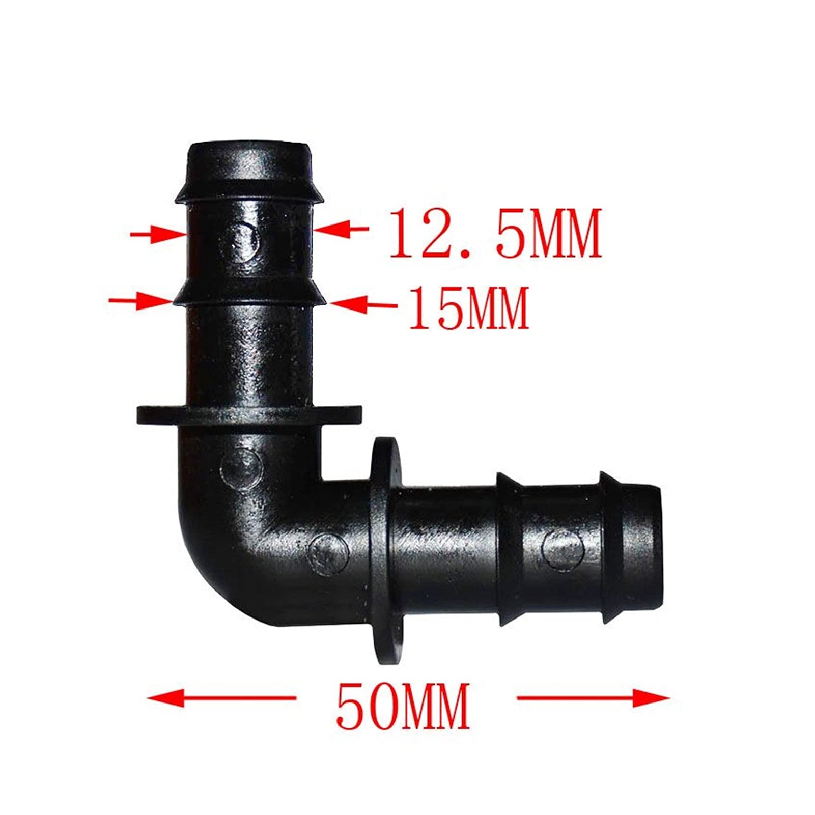 Connecteur de tuyau d'arrosage 1/2" connecteur cannelé 16 mm connecteur coudé 90 degrés 1/2 joint de genou 80