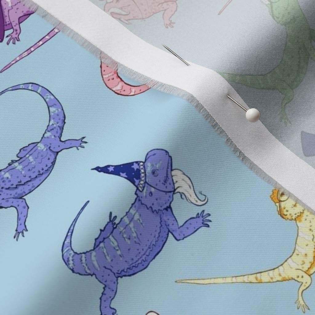 Spoonflower Fabric - Funny Bearded Dragons Beard Mustache Lizard Hair Reptile Printed on Organic Cotton Sateen Fabric by The Yard - Sewing Quilting Apparel Home Decor