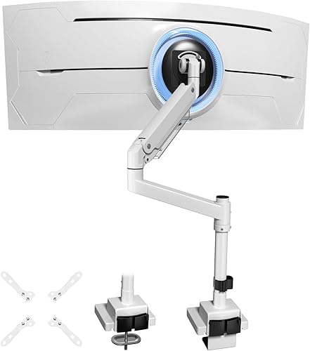 Miniatura 1 de Brazo de monitor resistente de 24-57 pulgadas, hasta 59.4 libras, soporte de escritorio único para TV y pantalla ultraanchos, soporte de monitor