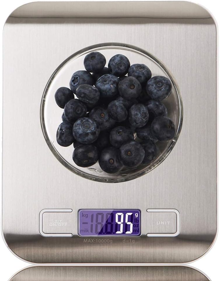 Scale 5kg/1g 10kg/1g LCD Digital Kitchen Multifunctional Food Weighing with Bowl - Silver+White 5KG/1g