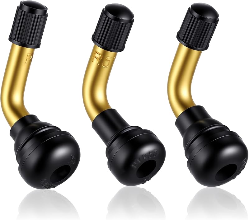 Tubeless Valve Stems 6 Pcs PVR50/PVR60/PVR70 Brass Stem Tubeless Tire Valve Stems 90 Degree Angled Tubeless-Valve for Motorcycle Scooter ATV Go Kart Fits Tubeless-Tire Rim