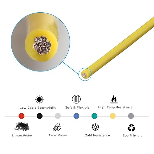 Vista 18 de BNTECHGO Bobina de alambre de silicona de calibre 14, rojo y negro, cada uno de 20 pies, 2 cables separados, alambre de cobre estañado trenzado