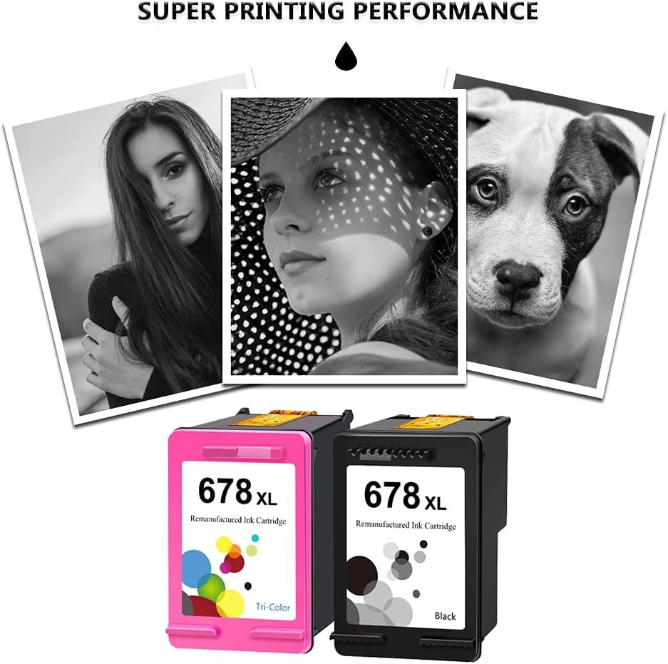 LEBOK Remanufactured 678XL Ink Cartridges for HP 678 678XL Compatible for HP Deskjet 1018 1518 2515 2548 2648 3515 3548 4518 Printer 1 Black 1 Tri-Color
