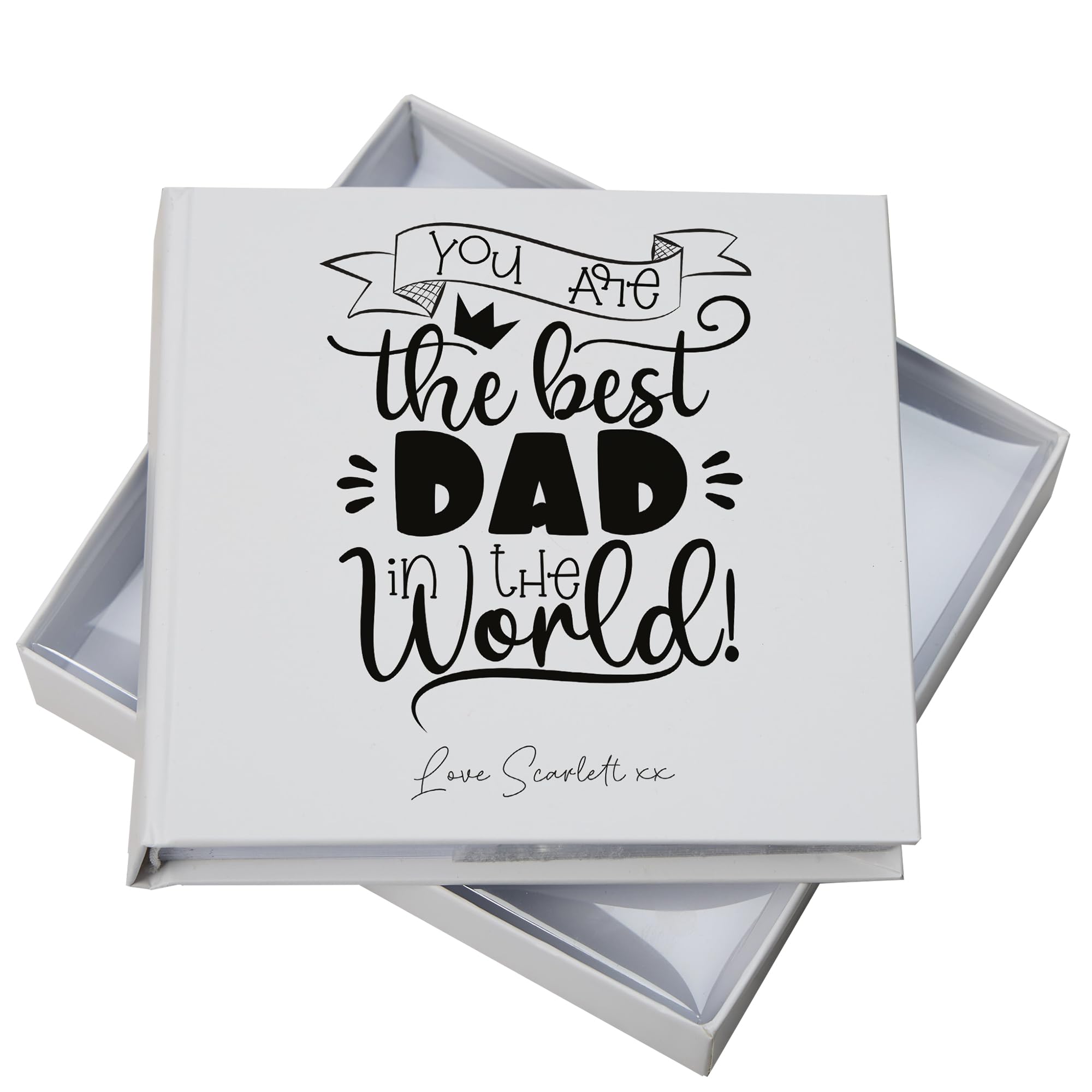Ukgiftstoreonline White Personalised Best Dad In The World Photo Album Gift