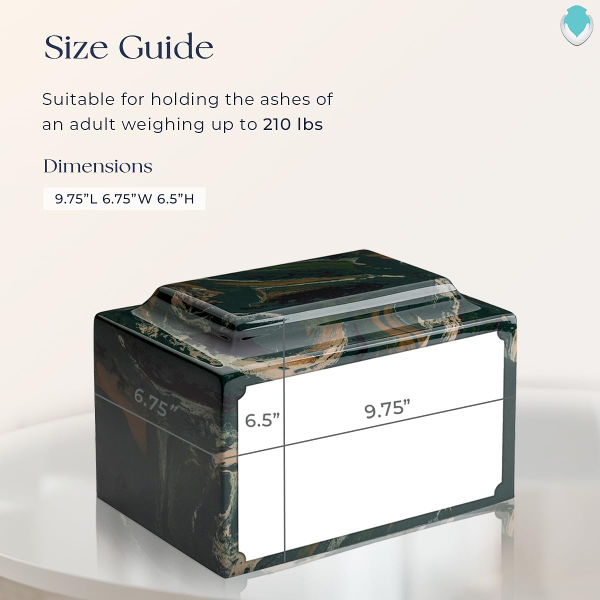 GetUrns Cultured Marble Urn Vault by Mackenzie with Personalized Cross and Text for Human Ashes I Camo Adult Urns for Male and Female I 210lbs