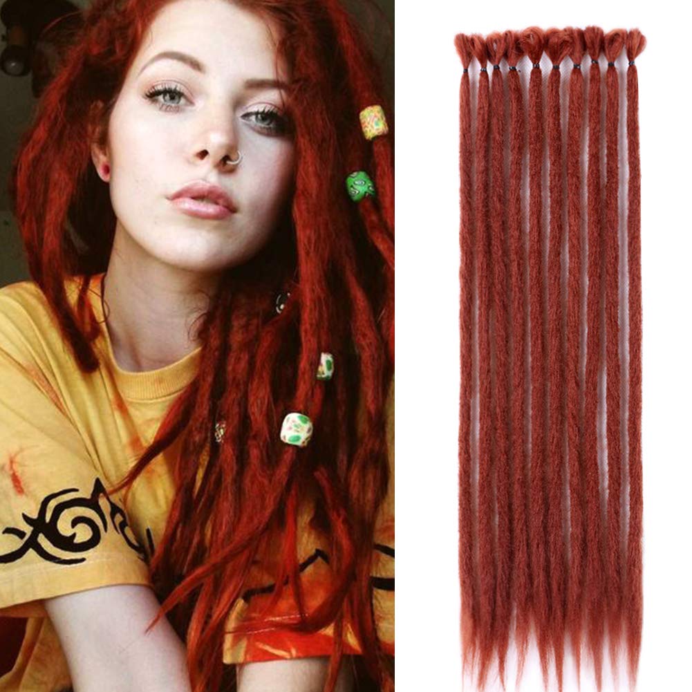 Curly ginger dreads with blonde braids red wavy dreadlocks double ended