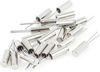 Aexit 20 Pcs Passive Components 3x8mm 32.768K 32.768KHZ Cylinder Crystal Oscillator Crystals Silver Tone