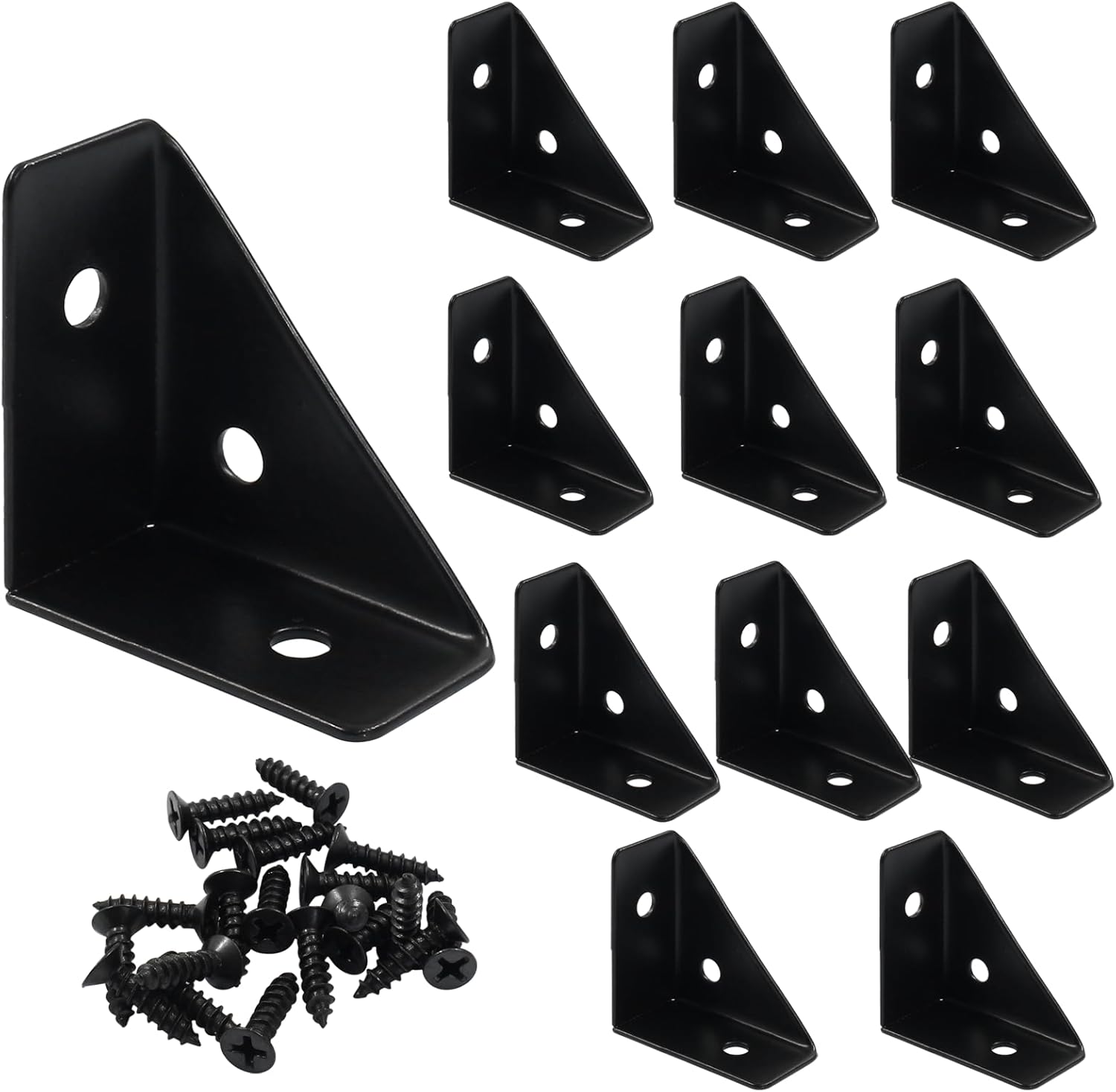 4 Pcs Triangle Shelf Bracket 63mm x 63mm Angle Corner Brackets Cold Rolled Steel 90 Degree Corner Braces for Table Bed Cabinet Wood, White