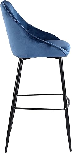 Miniatura 5 de Porthos Home Ugo - Juego de 2 taburetes de bar, respaldo bajo de apoyo y reposabrazos en tapicería de terciopelo suave y patas de hierro resistentes