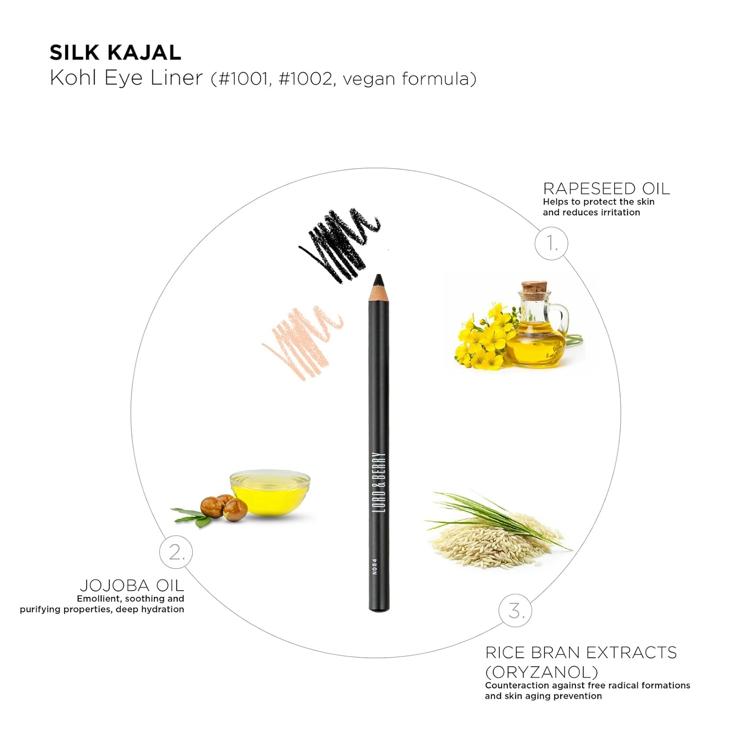 Lord & Berry SILK KAJAL Kohl Eyeliner Pencil, Long Lasting Soft Gel based Eye Liner for Women With Smudgeable Semi-Matte Finish, Ophthalmologically Tested & Cruelty Free Makeup, Nude , 1 Count (Pack of 1)