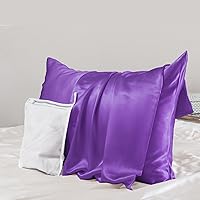 Vista 34 de PROMEED Funda de almohada de seda negra de grado 6A+ con cremallera, 23 fundas de almohada de seda de morera natural Momme para cabello y piel