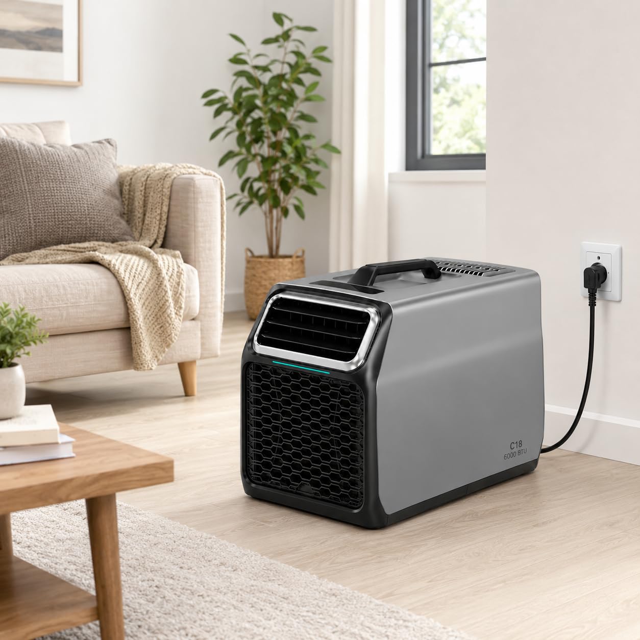 NEW C18 Mobile Air Conditioner 6000 BTU 1800W Cooling, 220-240V Grey