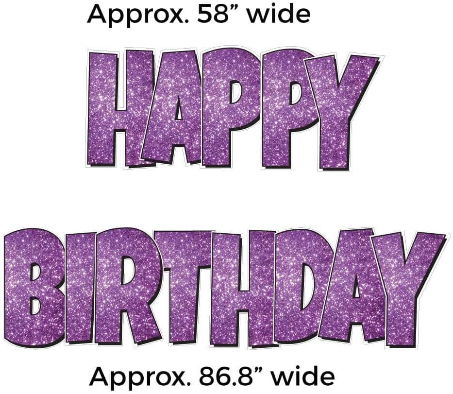 VictoryStore Happy Birthday Yard Sign Quick Set, 24 Inch Luckiest Guy, 5 Piece Jumbo Yard Decorations, Includes Stakes (Purple Sparkle 19873)