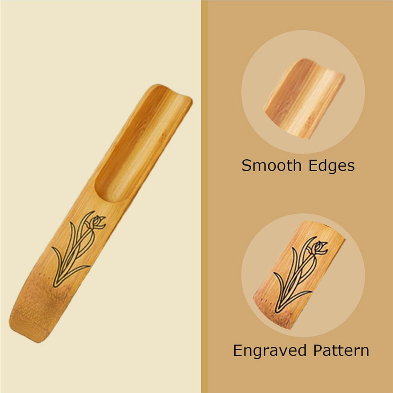 Haidong Bamboo Tea Spoon Set (3 Pack, Carved)