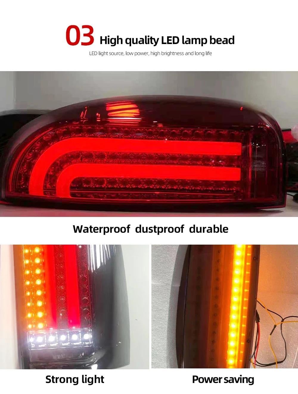 Genérico Luz Freno Trasera 2 Uds Lámpara LED Freno Trasero Coche Conjunto Luces Traseras Señal Giro Para Toyota Para Tacoma 2005-2015 Después Luces Traseras