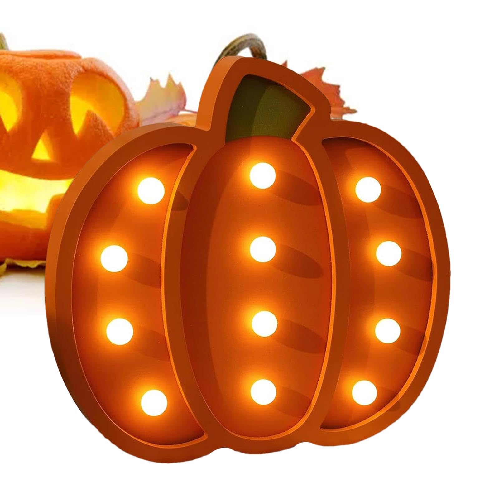 Décoration citrouille automne LED lumineuse en bois pour maison unique