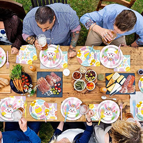 Tevxj 96Pcs Easter Tableware Easter Party Supplies Easter Colorful Eggs Hunt Party Decorations Disposable Dinnerware Plates Napkins Forks For Easter Spring Holiday Party Favors #TOP5