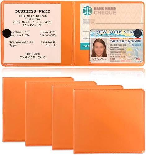 Kewucn Paquete de 4 soportes para seguro de registro de automóvil, organizador esencial de 10.55 x 4.8 pulgadas con cierre, accesorios interiores de