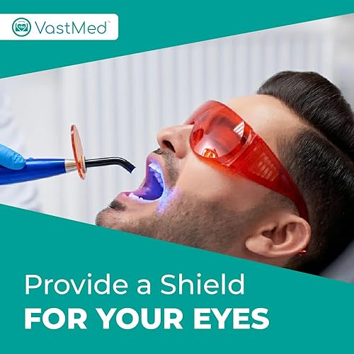 Miniatura 7 de Gafas protectoras rojas de grado dental, 4 unidades, antivaho de seguridad, gafas de protección para los ojos, gafas dentales para blanquear los