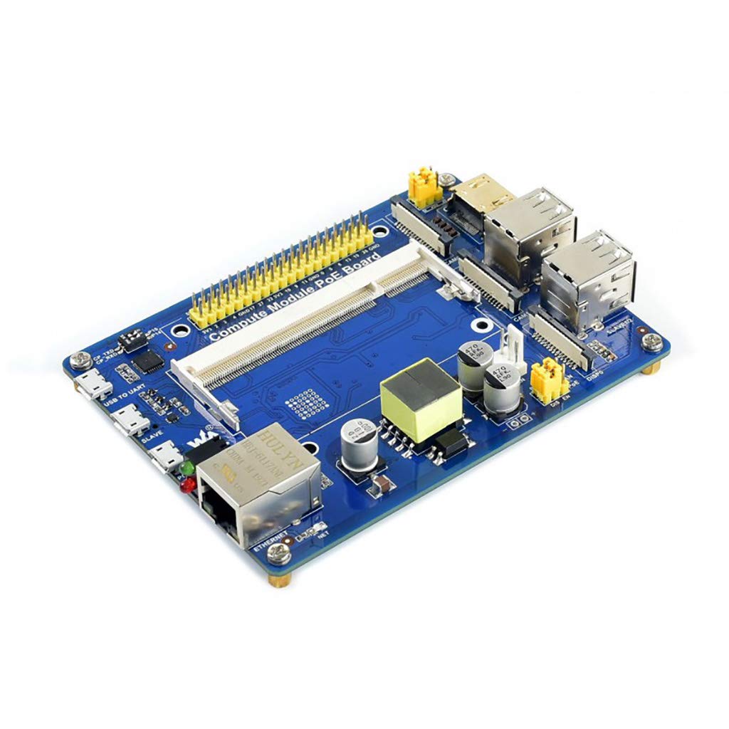 Waveshare Compute Module IO Board with PoE Feature Composite Breakout Board for Developing with Raspberry Pi CM3 / CM3L / CM3+ / CM3+L with GPIO Header for Sorts of Raspberry Pi Hats