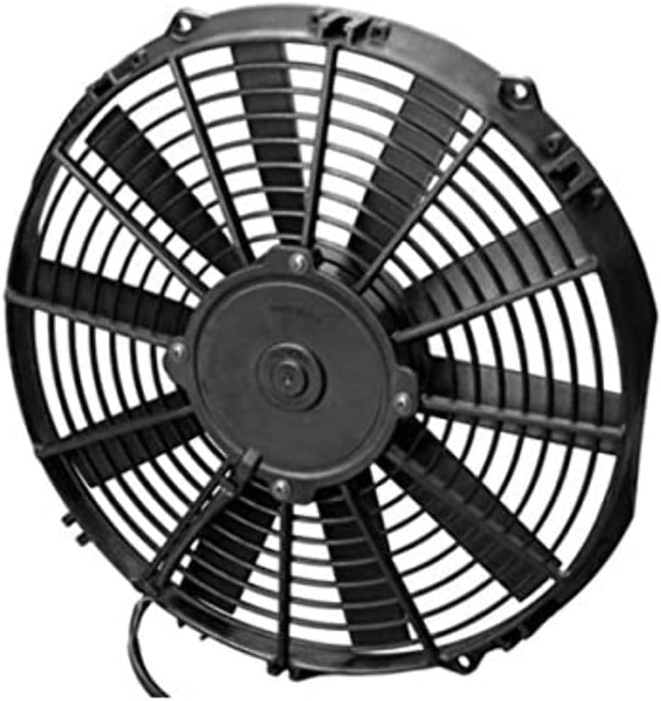 Spal Electric Cooling Fan, Low Profile, 12 in Fan, Pusher, 856 CFM, 12V, Straight Blade, 13.188 x 12.625 in, 2 in Thick, Plastic, Each