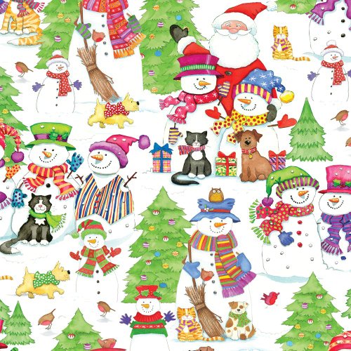 Caspari - Christmas Gift Holiday Wrapping Paper, Snow Friends Roll, 8-Feet
