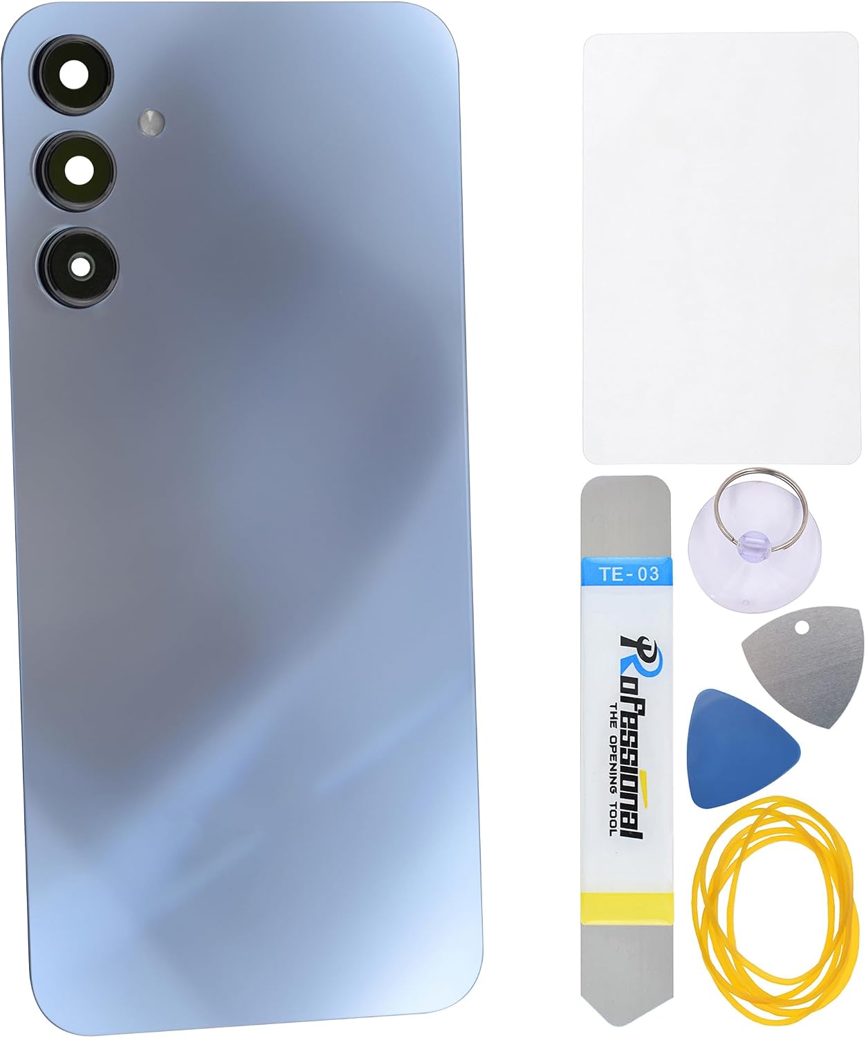 Blue Back Panel Cover Replacement for Samsung Galaxy A15 with Pre-Cut Adhesive Rear Camera's Frame and Glass Cover and Installation Tool Kit