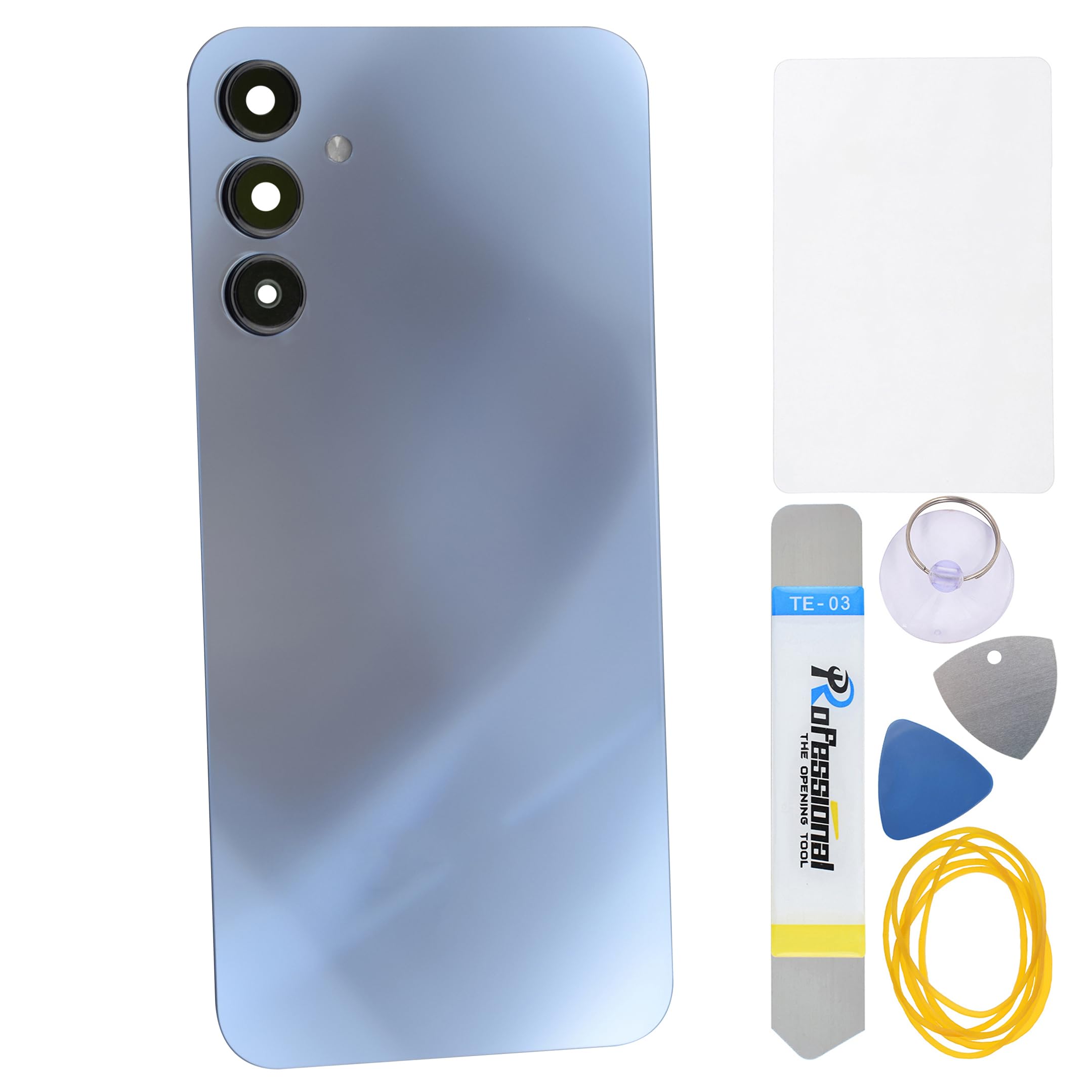 Blue Back Panel Cover Replacement for Samsung Galaxy A15 with Pre-Cut Adhesive Rear Camera's Frame and Glass Cover and Installation Tool Kit