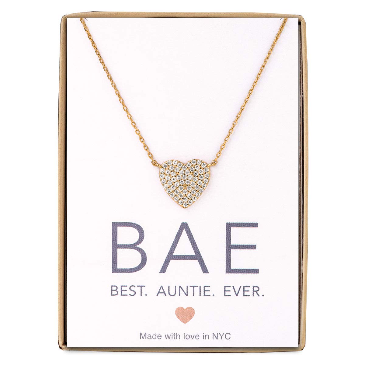 A+O Gift for Mom, Aunt, Grandma - CZ Heart Pendant Necklace in Sterling Silver, Gold Vermeil, Rose Gold Vermeil