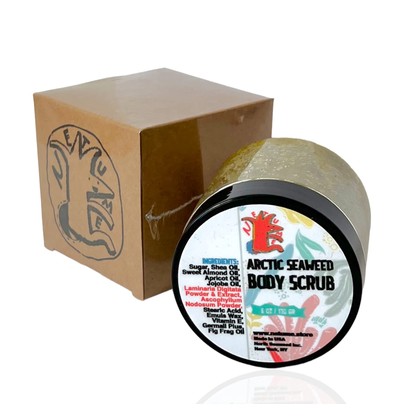 30% Pure Seaweed Body Scrub & Cleanser, Crushed Laminaria & Bladderwrack with Chlorophyllin | Gently Cleanses, Smooths & Refreshes Skin | With Shea, Hemp & Jojoba Oils | Crafted in NYC | 8 oz