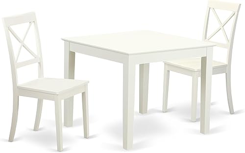 Miniatura 12 de East West Furniture OXBO5-MAH-W - Juego de mesa de comedor de 5 piezas para 4 personas, incluye una mesa de cocina cuadrada y 4 sillas de comedor,