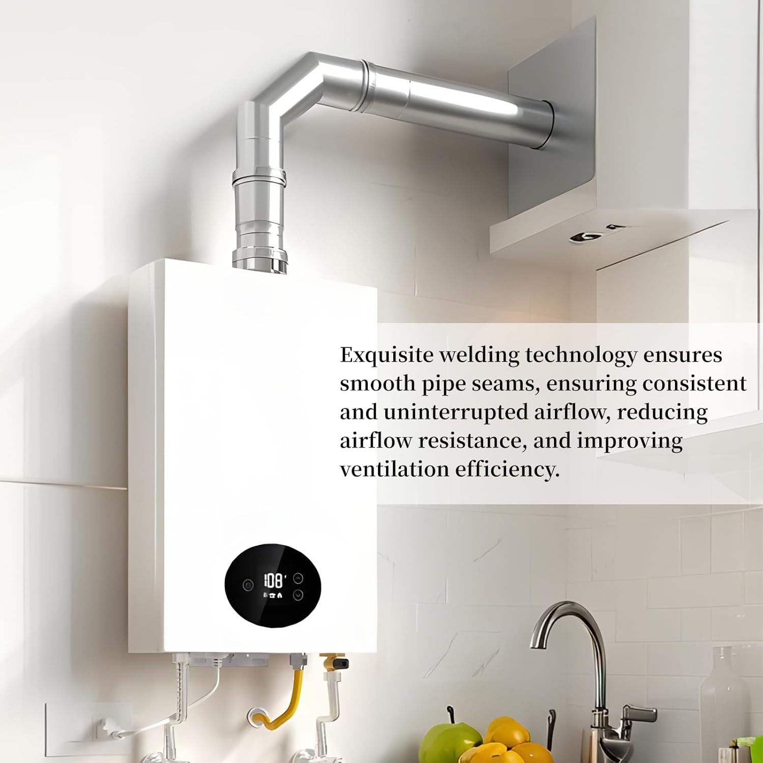 3.15'' Stainless Steel Vent Wall Thimble for Gas Tankless Water Heater, Double Wall Thimble Pipe Ventilation Design, Retractable Length from 4.7" to 7.8"