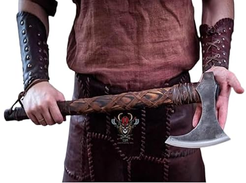 Forest Hunting  Real viking axe of norsmen custom handmade medieval Axe with Ashwood Handle, camping ax warrior axes, Tomahawk,Bearded, Battle ready