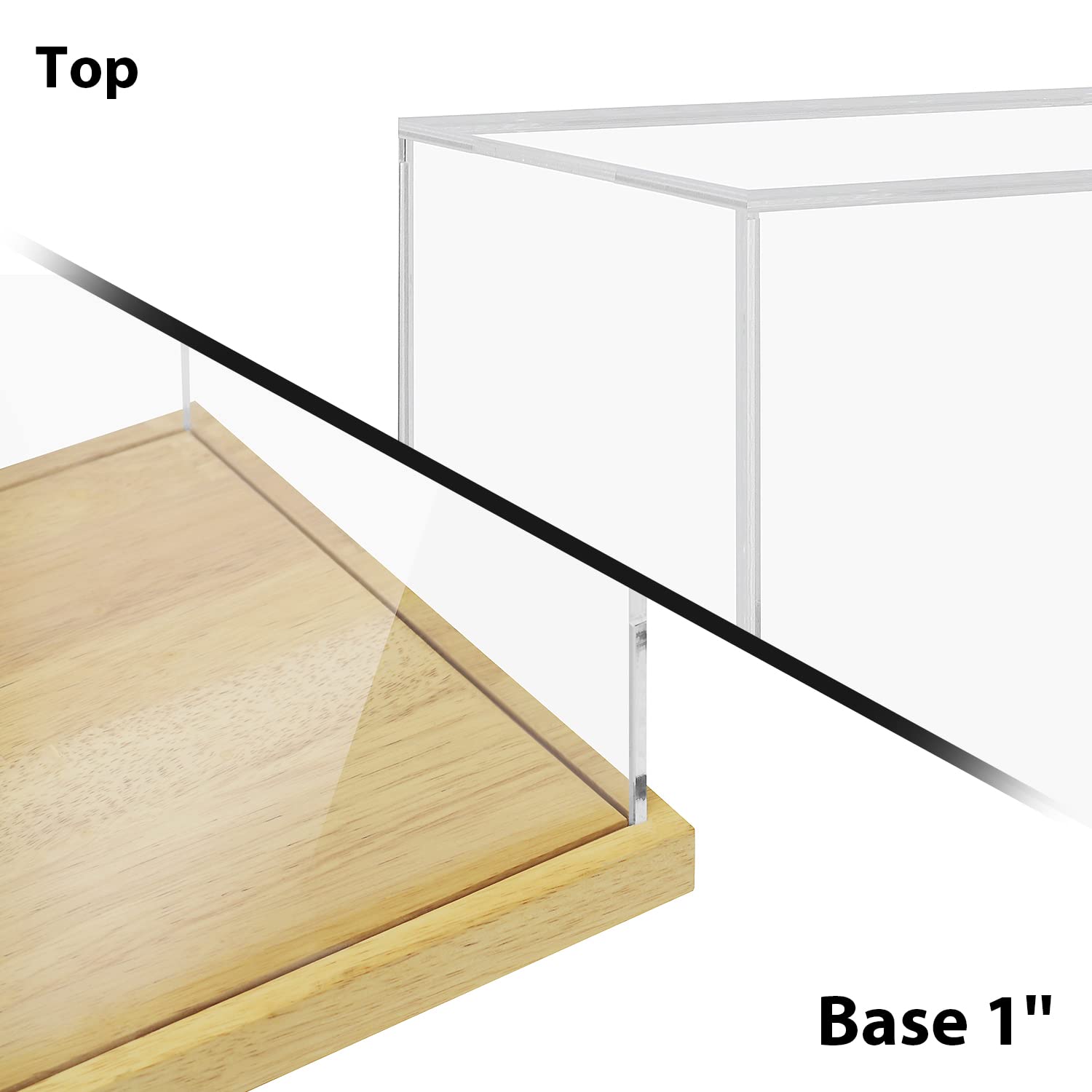 Clear Acrylic Display Case with Solid Wood Base for Trophy, Collectibles, Assemble Cube Display Box Stand Dust Proof Protection Showcase for Action Figures Toys - by BenchPro