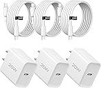 20W Fast Charger,3 Pack USB-C Port Charger with Type c-c Cable,for i Phone 17/16/15, i Pad and More (3 Pack White)