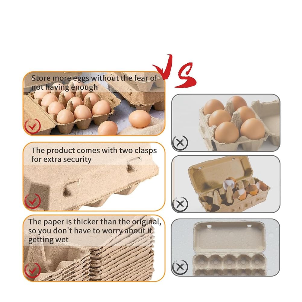 Paquete de 20 Cartones de Huevos, Contenedores de Papel Cuadrados, Bandeja Vacía, Soporte para Huevos